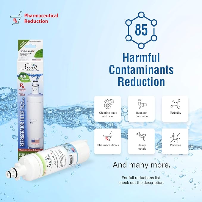 SGF-LA07 Rx Pharmaceutical Replacement water filter for LG LT700-P, 46-9690, ADQ36006102, ADQ36006101,EFF-6032A,PH21410 by Swift Green Filters (1pack)