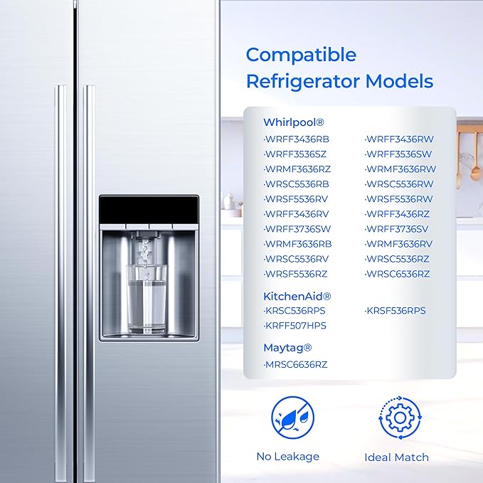 TEEHAY Filter A EDRARXD1 Water Filter, Compatible with Everydrop Filter A, EDRARXD1, Whirlpool WHRARXD1, WRSC5536RZ, WRSF5536RZ, KitchenAid KRSF536RPS, KRFF507HPS, Maytag MRSC6636RZ, 3 Pack