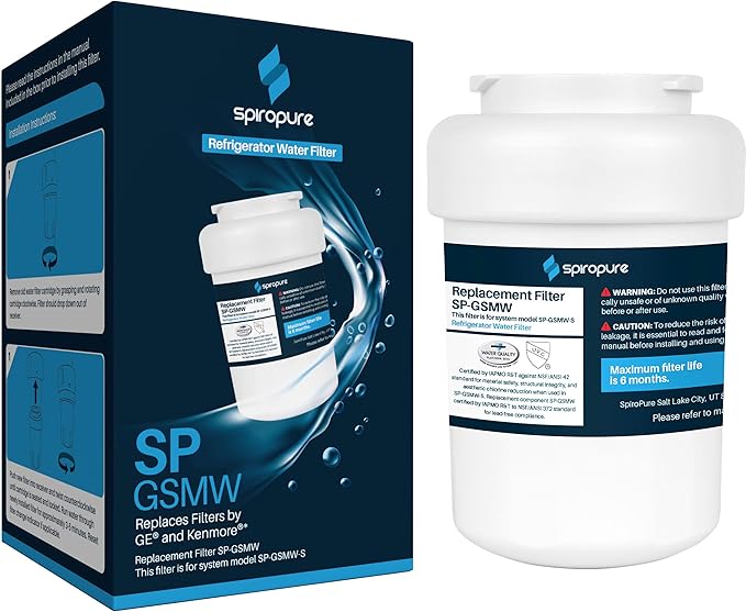 SpiroPure SP-GSMW NSF Certified Refrigerator Water Filter Replacement for MWF, MWFP3PK, GWF, 9991, 46-9991, MWFP, SSF5110, MWFINT, 197D6321P006 (1 Pack)