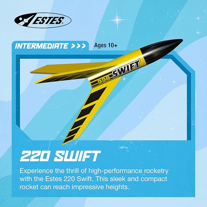 Estes 0810 220 Swift Rocket-Building Kit, Intermediate Flying-Rocket-Model Kit for Ages 10+