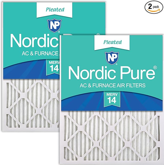 Nordic Pure 16x25x1 (Actual Size: 15 1/2 x 24 1/2 x 3/4) Pleated MERV 14 Air Filters 2 Pack