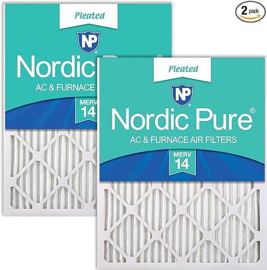 Nordic Pure 16x25x1 (Actual Size: 15 1/2 x 24 1/2 x 3/4) Pleated MERV 14 Air Filters 2 Pack
