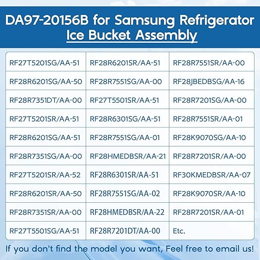 DA97-20156B Refrigerator Ice Bucket Replacement for Samsung Refrigerator Ice Maker Replacement Ice Tray Ice Container Assembly RF28R7201SR, RF28R7201SR/AA, RF28HMEDBSR Ice Bin