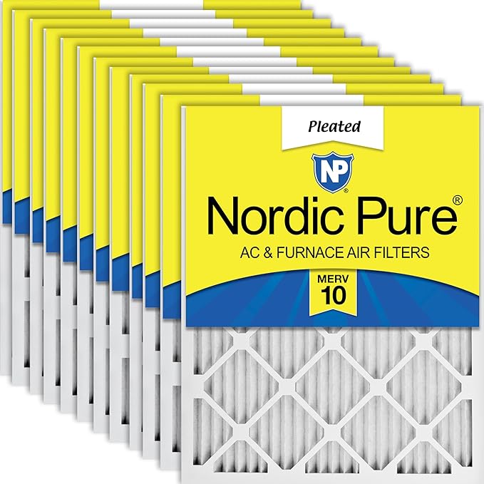 Nordic Pure 16x25x1 (Actual Size: 15 1/2 x 24 1/2 x 3/4) Pleated MERV 10 Air Filters 12 Pack