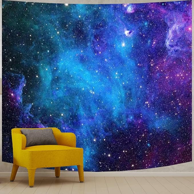 Apdidl Extra Large Galaxy Space Tapestry for Bedroom Aesthetic 118'' X 98'' Blue Starry Sky Stars Universe Tapestry Mysterious Nebula Wall Hanging Backdrop Decor for Bedroom Living Room