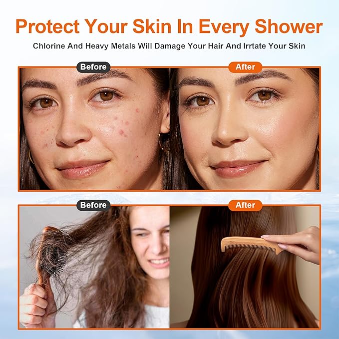 BBLIFE Upgrade Much More Efficient Shower Filter, High Revitalizing Shower Filter to Remove 99% Chlorine, to Clean Hard Water, Refresh Water Condition, Improve Your Skin and Hair (‎Silver)
