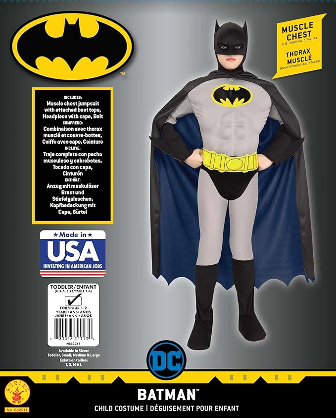 Super DC Heroes Deluxe Muscle Chest The Batman Child's Costume