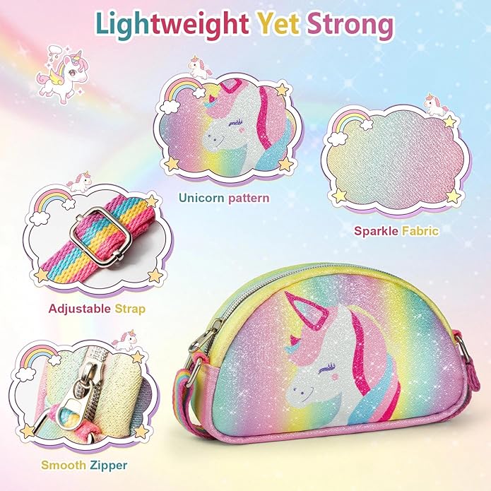Toddler Purse Easter Basket Stuffers Gifts for Kids: 2 3 4 5 6 7 8 Year Old Girl Birthday Gift, Rainbow Crossbody Bag