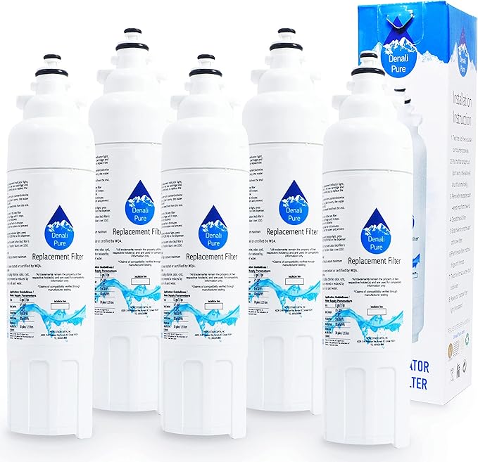 5-Pack Replacement for LG LT800P Refrigerator Water Filter - Compatible with LG LT800P, ADQ73613401 Fridge Water Filter Cartridge