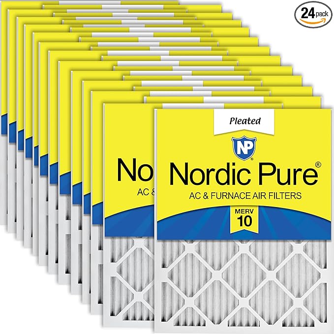 Nordic Pure 16x25x1 (Actual Size: 15 1/2 x 24 1/2 x 3/4) Pleated MERV 10 Air Filters 24 Pack