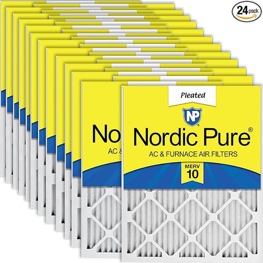 Nordic Pure 16x25x1 (Actual Size: 15 1/2 x 24 1/2 x 3/4) Pleated MERV 10 Air Filters 24 Pack