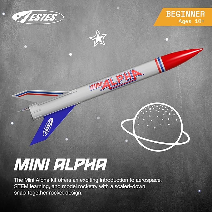 Estes Rockets 002098 Mini Alpha | Beginner Model Rocket for All Ages | Up to 690 ft | Model Rockect