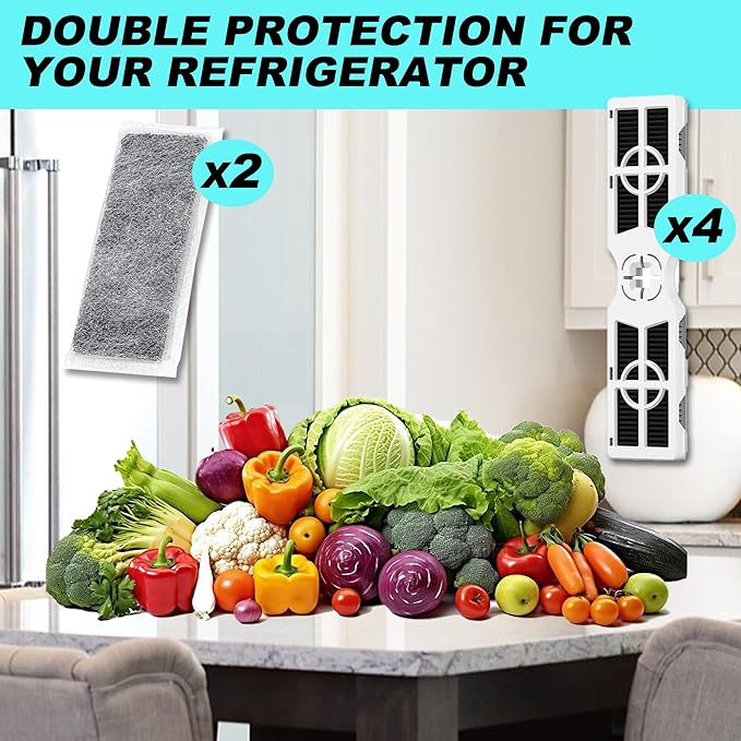 2 Pack Replacements for Frigidaire PureAir PK-2 Produce Keeper Plus and 4 Pack Replacements for Frigidaire PureAir AF-2 Air Filter, Compatible with Frigidaire Crisp Seal Fresh System (AF-2)