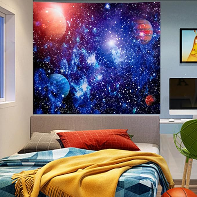 Space Tapestry for Bedroom Aesthetic Outer Space Galaxy Night Starry Sky Stars Universe Tapestry Nebula Wall Hanging Backdrop for Living Room Dorm Home Decoration (60'' x 79'')
