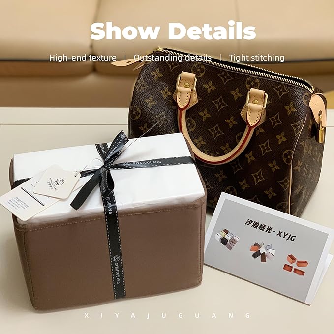 Purse Handbag Silky Organizer Insert Keep Bag Shape Fits LV Speedy 16/20/25/30/35/45 bags, Luxury Handbag Tote Lightweight Sturdy(Etoupe grey, Speedy 25)
