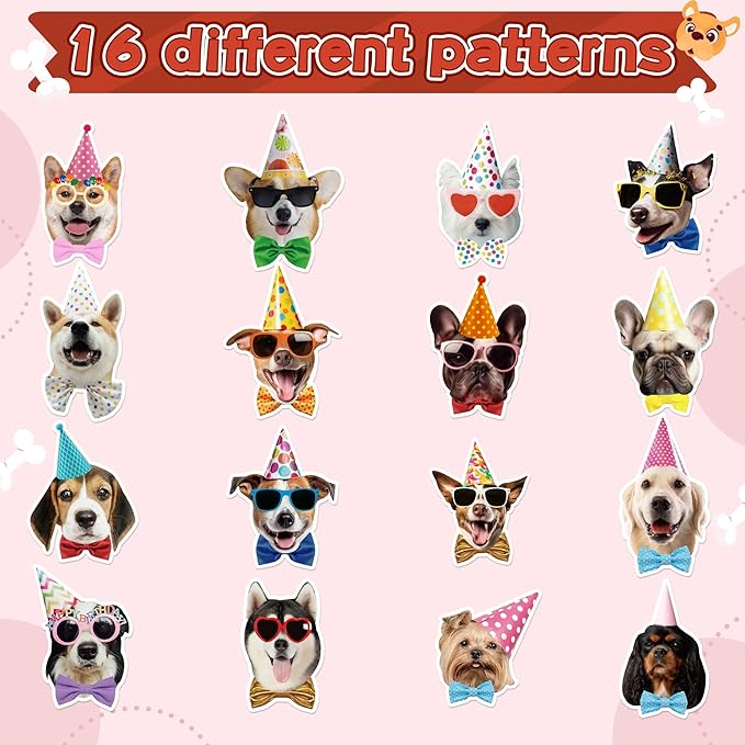 CNhoqc Puppy Birthday Sticker Rolls - 1000pcs Realistic Birthday Dog Hat Waterproof Vinyl Reusable Laptop Letter Stickers Self-Adhesive Scrapbook Water Bottle Greeting Cards Party Supplies Skateboard