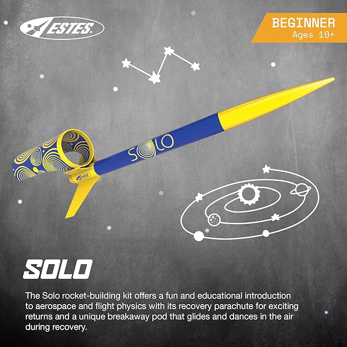 Estes 7288 Solo Model Rocket Kit, Beginner STEM Rocket-Building Kit for Ages 10+