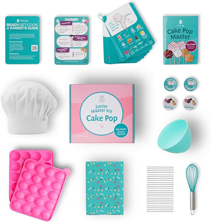 Tovla Jr. Ultimate Reusable Cake Pop-Making Kit for Kids – Fun DIY Baking Kit, STEM Activity for Ages 4+, Visual Learning Cake Pop Molds & Tools Set, Great Gift for Young Chefs