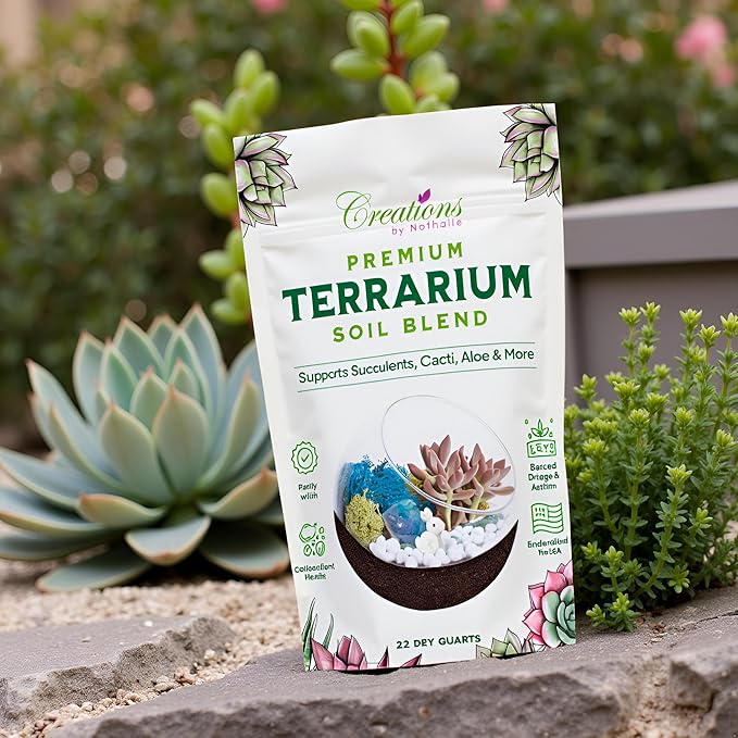 Natural Terrarium Growing Medium Well-Draining Mix for Succulents, Cactus & Aloe, Untreated Pine Bark, Canadian Peat & Coarse Sand