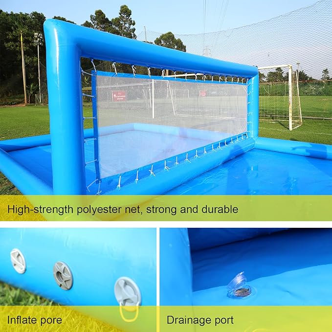 33ft Inflatable Volleyball Pool Inflatable Volleyball Count for Adults and Family, 100% PVC Commercial Net with 800w Air Pump, Giant Beach Games Outdoor Games, 33x16.5x7ft
