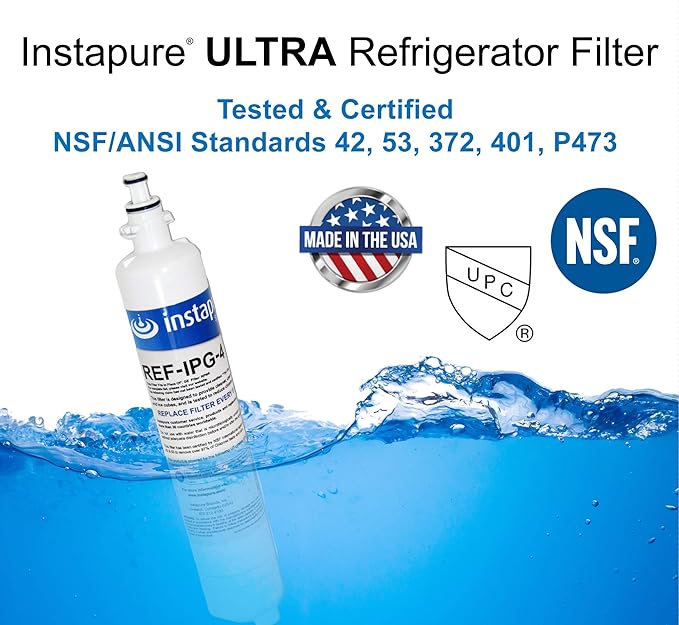 GE RPWF Compatible Filter Made in USA by Instapure (Will Not Fit RPWFE!) NSF/ANSI Certified 42, 53, P473, 401 for CTO, Lead, PFOA/PFOS, Pharmaceuticals Instapure REF-IPG-4 fits RPWF WF277 & more