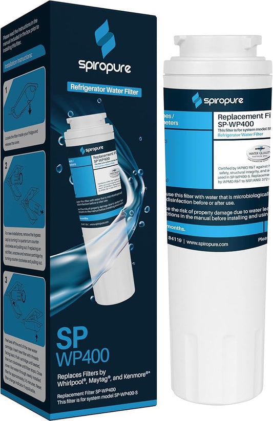 SpiroPure SP-WP400 NSF Certified Refrigerator Water Filter Replacement for UKF8001, UKF8001AXX, Filter 4, EDR4RXD1, UKF8001AXX-200, UKF8001AXX-750, Puriclean II, 9006 (1 Pack)