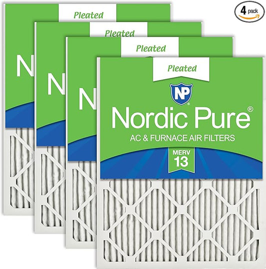 Nordic Pure 16x25x1 (Actual Size: 15 1/2 x 24 1/2 x 3/4) Pleated MERV 13 Air Filters 4 Pack