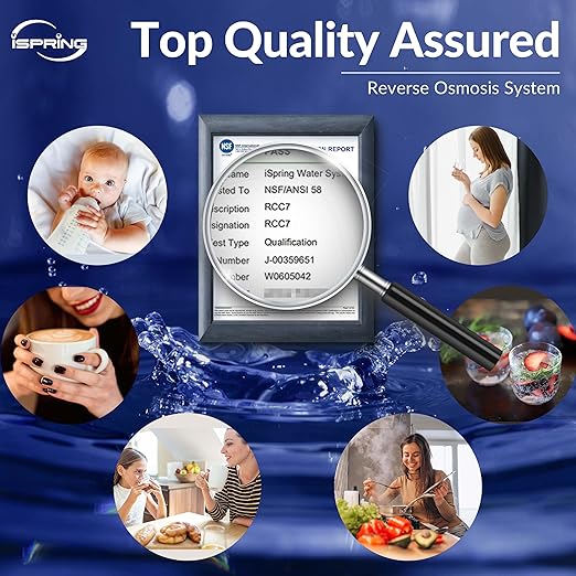 iSpring RCC7, NSF Certified, High Capacity Under Sink 5-Stage Reverse Osmosis & F5-75 Reverse Osmosis Replacement Water Filter Pack Set for 5-Stage System with 75 GPD