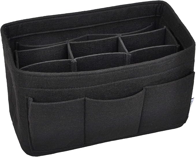 Vercord Felt Purse Organizer Handbag Insert Liner Shaper Bag in Bags for Speedy Neverfull Tote Black Large