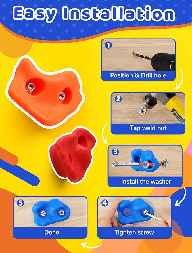 Trymaker Rock Climbing Holds, 30PCS Climbing Wall for Kids, Climbing Set for Adult Indoor and Outdoor(Small Size)