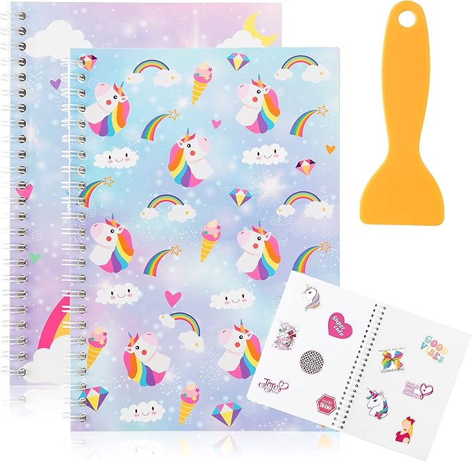 2Pcs Magic Horse Stickers Book Collecting Album with a Plastic Spatula Reusable Stickers Organizer Storage Book Sticker Collection Accessories Activity Blank Sticker Album for Collecting Label