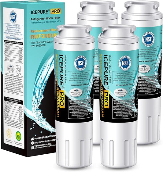 ICEPURE PRO UKF8001 NSF401&473&53&42 Certified Replacement Everydrop EDR4RXD1, Filter 4, Maytag UKF8001AXX UKF8001P, Whirlpool 4396395 WF-UKF8001 FMM-2 MPF15090 SGF-M9 Refrigerator Water Filter 4PACK
