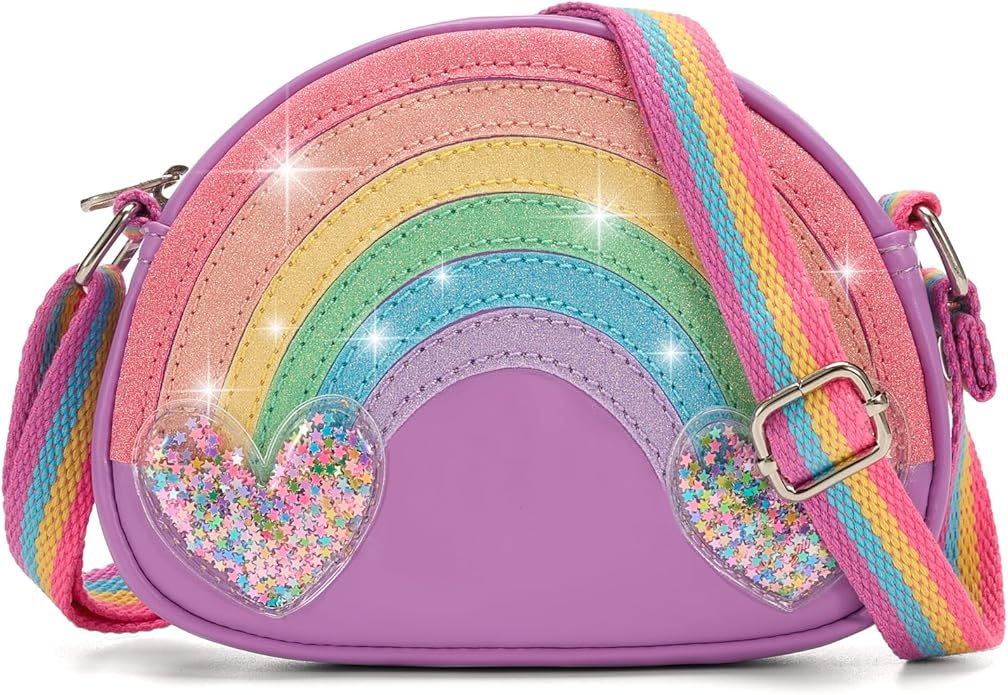 Toddler Purse Easter Basket Stuffers Gifts for Kids: 2 3 4 5 6 7 8 Year Old Girl Birthday Gift, Rainbow Crossbody Bag