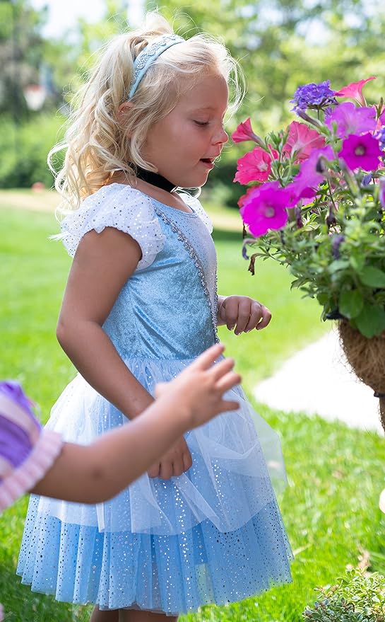 Little Adventures Cinderella Princess Party Dress - Machine Washable Child Pretend Play Costume Outfit with No Glitter