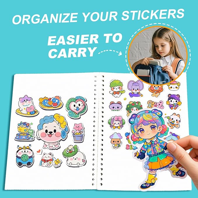 BetterJonny 2 Pcs Reusable Sticker Book Collecting Album Blank Sticker Storage Organizer Book A5 Size with 64 Sheets Release Paper for Collecting Stickers, Labels