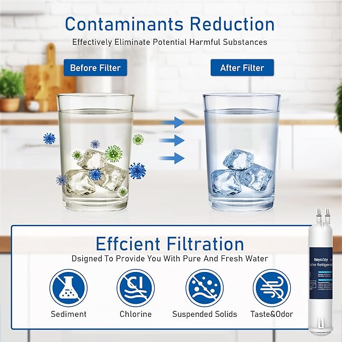 K004 Compatible for 4396841 Refrigerator Ice and Water Filter, EDR3RXD1, KAD3RXD1, WHR3RXD1,P1WB2L, 4396841, 4396710, Filter 3, 46-9083,46-9030, 9030, 9083 Refrigerator Water Filter (3)