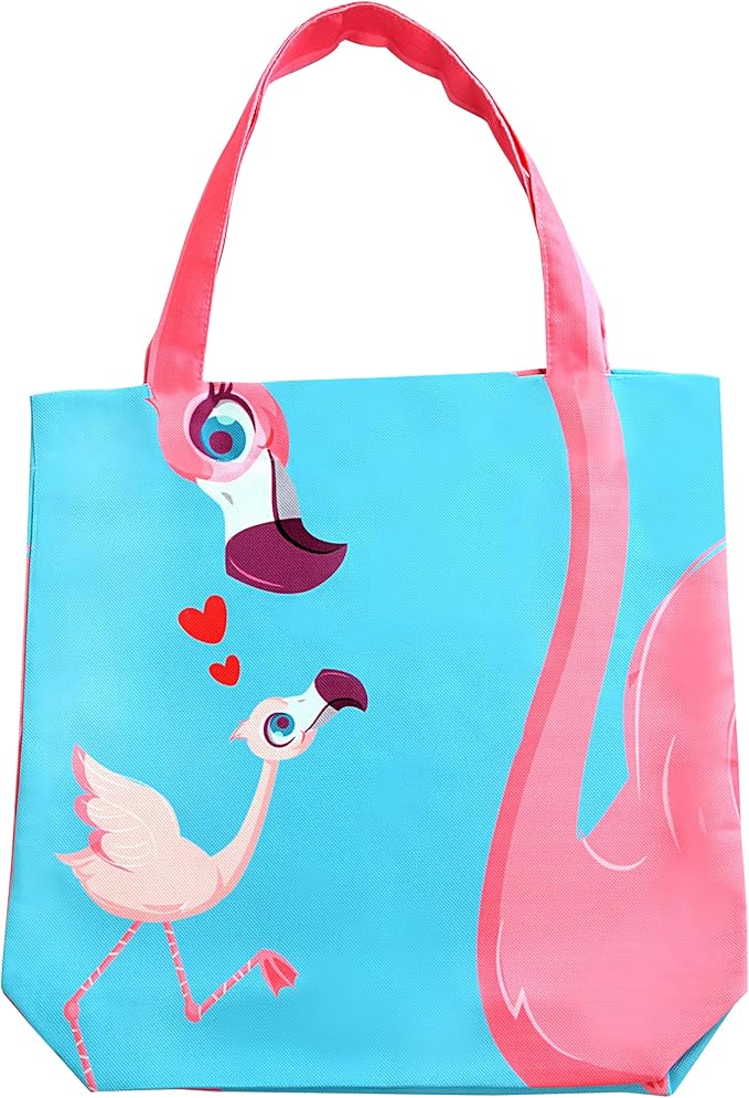 Flamingo Gift Bag - Pink Flamingo Gifts for Women, Purses and Handbags - Teacher Gifts Reusable Tote - Mothers Day - Book Tote Bag (Blue - Flamingo)