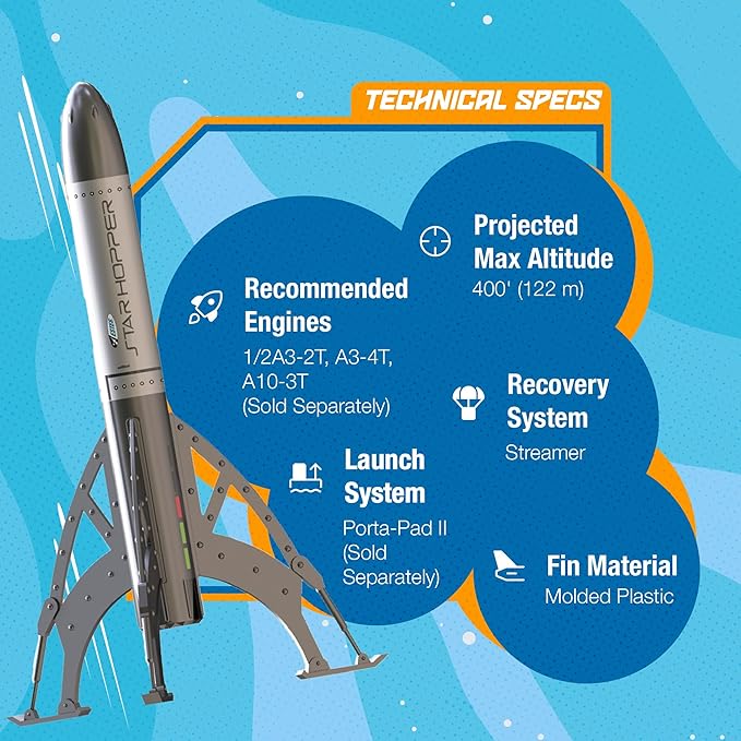 Estes 1721 Bulk Pack of 12 Star Hopper Rocket-Building Kits, Beginner Flying-Rocket-Model Kits for Ages 10+