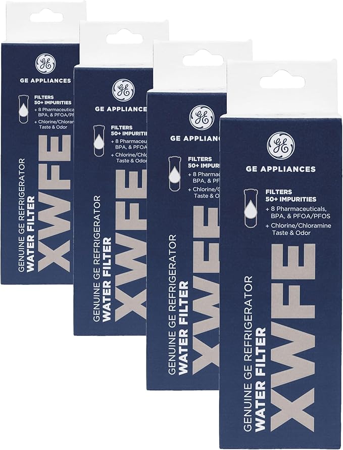 GE XWFE Refrigerator Water Filter | Reduces Lead & 50+ Impurities | Replace Every 6 Months | Pack of 4
