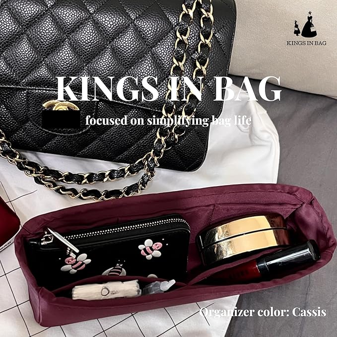 Custom 19 Bag Organizer Insert, Silky Purse Insert Compatible with Chanel 19 Flap/Jumbo/Maxi, Lightweight Bag-in-bag with Multiple Pockets (Custom Color)