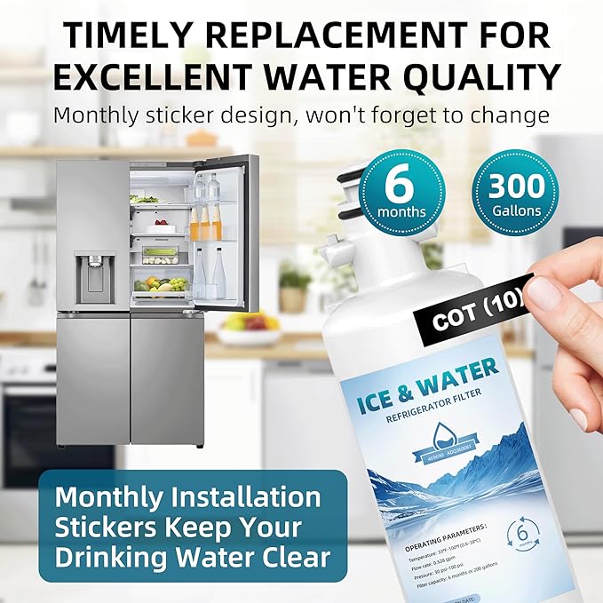 3-Pack ADQ360061 LT700P Water Filter Replacement for LG Kenmore Elite, Compatible with LG ADQ36006101 795 9690 LFDS22520S LFXS30766S, 200 Gallon Capacity