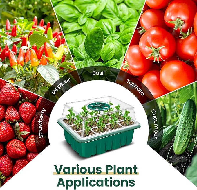 3rd Gen Seed Starter Tray, 10 Packs Seed Starter Kit (120 Total Cells), Upgraded Thick Seedling Tray with Adjustable Humidity Dome, Plant Germination Trays for Seeds Starting Growing