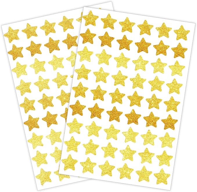1620 Holographic Foil Small Gold Star Stickers for Kids Reward, Behavior Chart, Student Planner and School Classroom, 0.6" Diameter