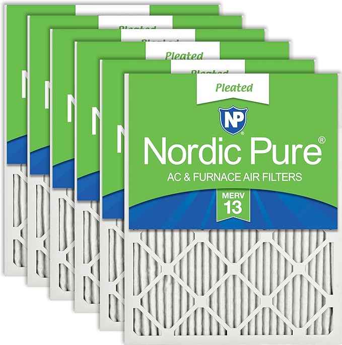 Nordic Pure 16x25x1 (Actual Size: 15 1/2 x 24 1/2 x 3/4) Pleated MERV 13 Air Filters 6 Pack
