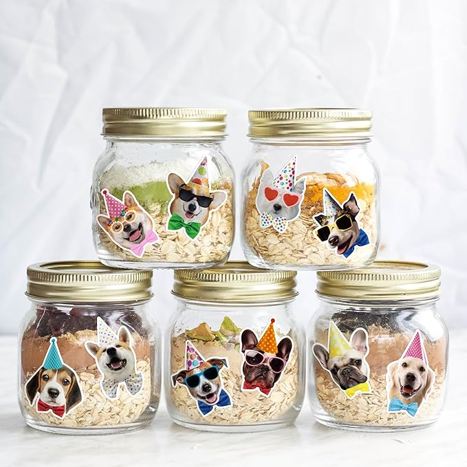 CNhoqc Puppy Birthday Sticker Rolls - 1000pcs Realistic Birthday Dog Hat Waterproof Vinyl Reusable Laptop Letter Stickers Self-Adhesive Scrapbook Water Bottle Greeting Cards Party Supplies Skateboard