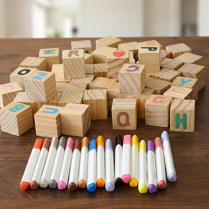 50 Pack Unfinished Wood Blocks 1.5 Inch - Solid Pine Wooden Cubes for Crafts, Sanded Smooth Natural Wood Squares for Painting, DIY Projects, Puzzle Making & Home Decor