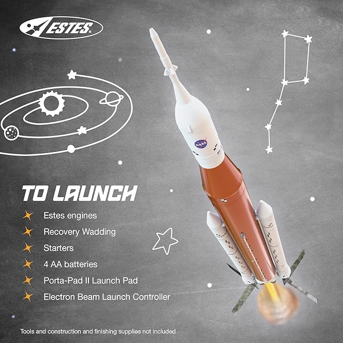 Estes 2206 NASA SLS Scale Rocket-Building Kit, Beginner Flying-Rocket-Model Kit for Ages 10+