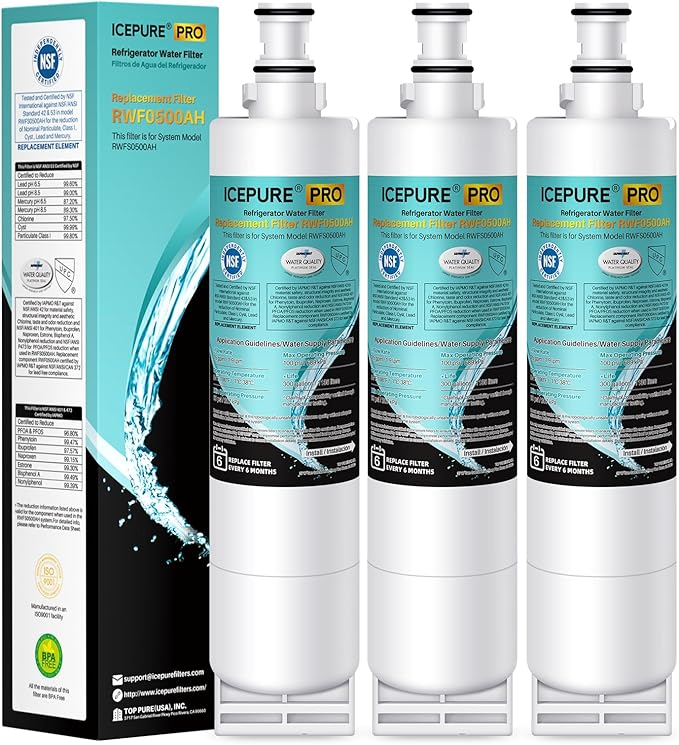 ICEPURE PRO 4396508 NSF401&473&53 Replacement for Whirlpool 4396510, EDR5RXD1, NLC240V, PNL240V, 4396508p, LC400V, WF-NLC240V, 46-9010, Everydrop Filter 5， Remove PFAS PFOA PFOS, Heavy Metals, 3 PACK