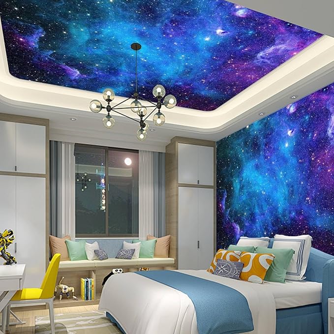 Apdidl Extra Large Galaxy Space Tapestry for Bedroom Aesthetic 118'' X 98'' Blue Starry Sky Stars Universe Tapestry Mysterious Nebula Wall Hanging Backdrop Decor for Bedroom Living Room
