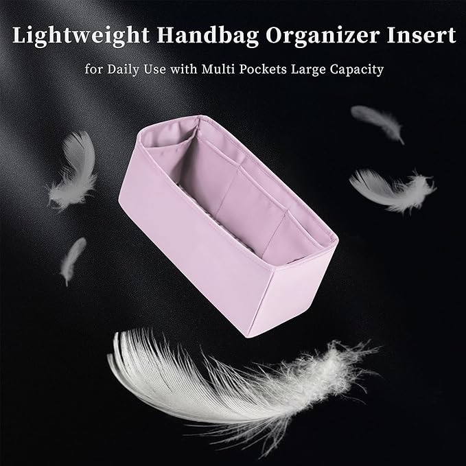 Bag Insert for Lindy 19, Lightweight Purse Organizer for Luxury Bags, Satin Fabric Inner Handbag Organizers with Pockets (Mauve Sylvestre, Mini)
